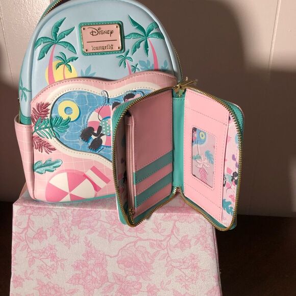 NWT Disney Womens Loungefly Mini Mouse Mini Backpack with Wallet Set Multicolor - Picture 2 of 5